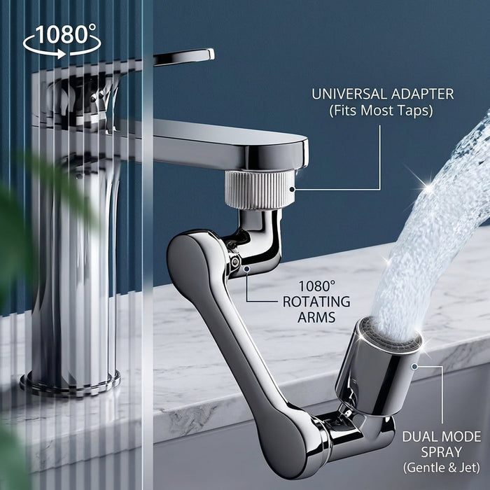 1080° Rotating Sink Faucet Extender – Anti-Splash Water Saver Tap
